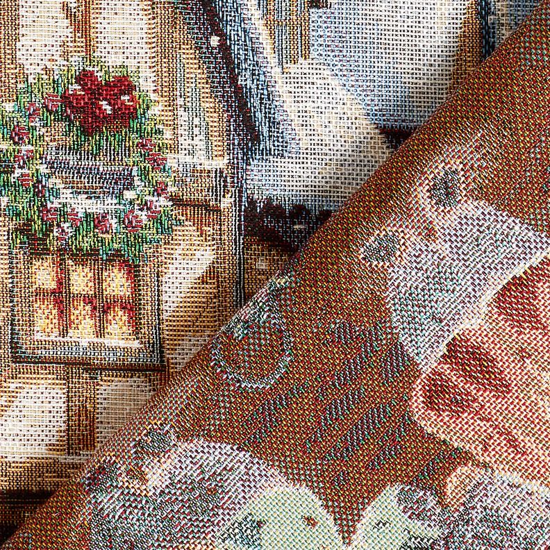 Panel dekoracyjny Gobelin świąteczne zajączki – jasnoniebieski/czerwień karminowa,  image number 4