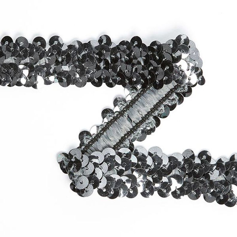 Borta z cekinami elastyczna (20mm) 11 stare srebro metaliczny,  image number 1