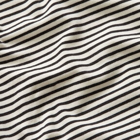 Dżersej bawełniany paseczki – krem/czerń, 