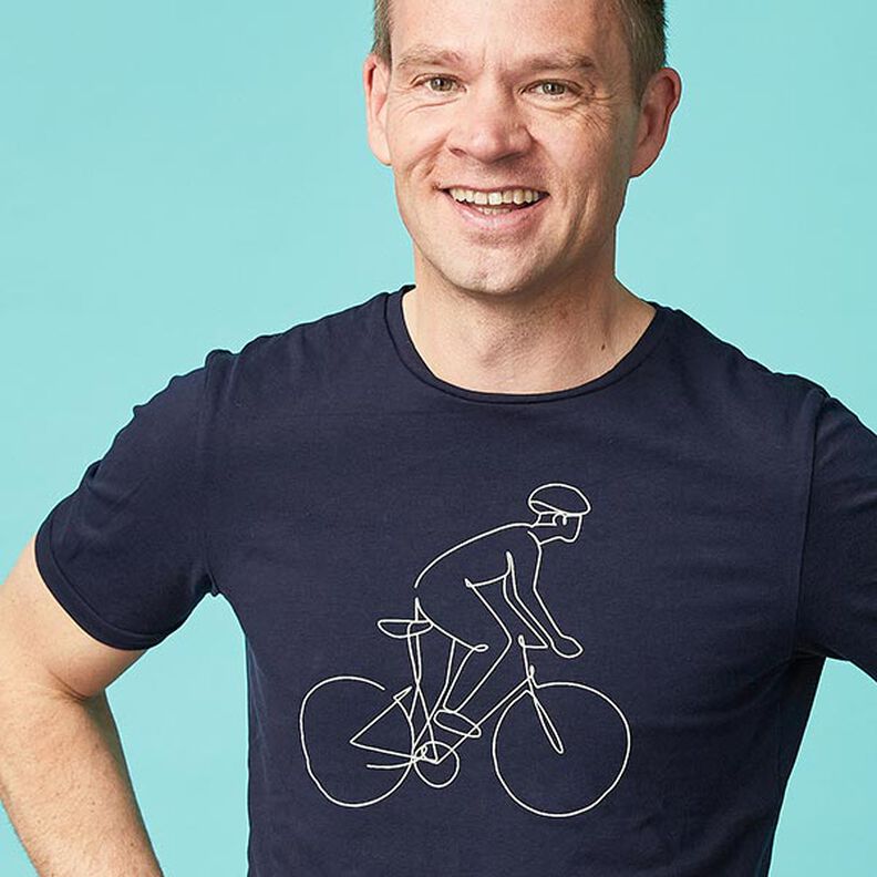 Dżersej bawełniany średniej ciężkości jednokol. – ciemnogranatowy,  image number 4