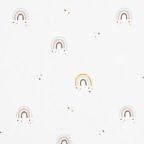 Popelina bawełniana tęczowy gwiezdny deszcz – kość słoniowa, 