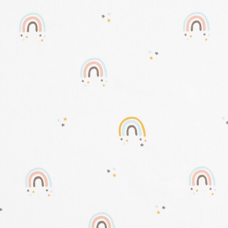 Popelina bawełniana tęczowy gwiezdny deszcz – kość słoniowa,  image number 1