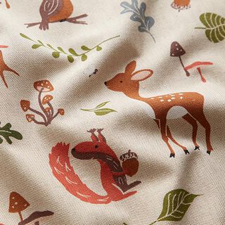 Tkanin dekoracyjna Half panama leśne zwierzęta – naturalny, 
