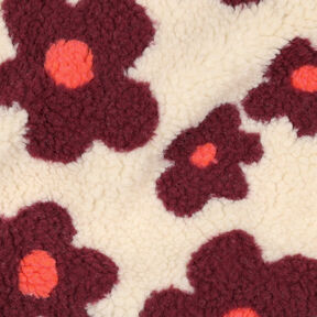 Puszysty plusz kwiaty | Poppy Fabrics – nerkowiec/bordo, 