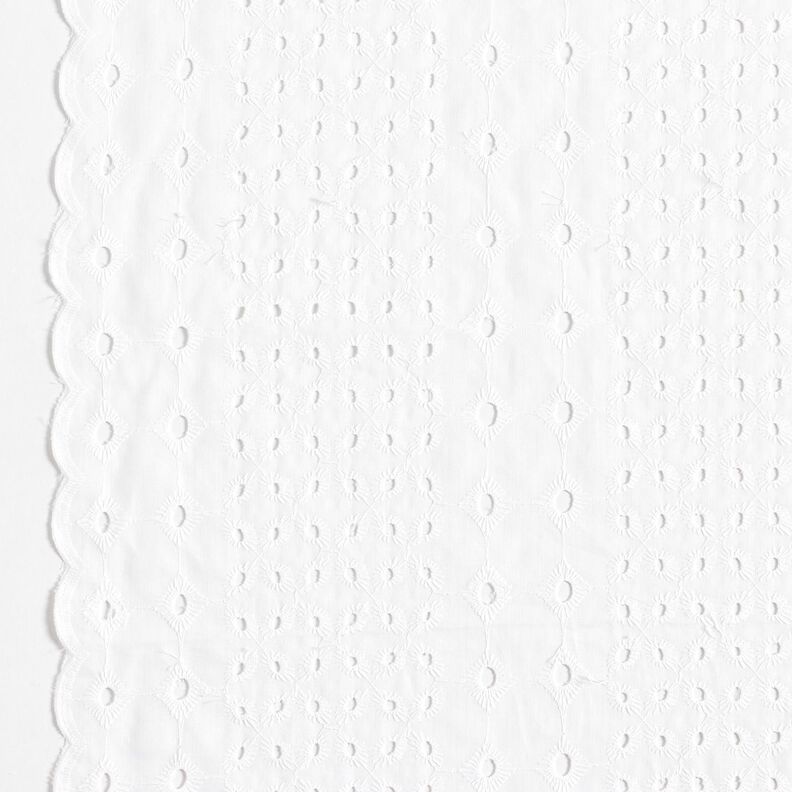 Tkanina bawełniana z haftem dzierganym i ornamentami – biel,  image number 1