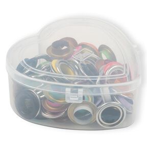 Oczka z krążkami, w pudełku w kształcie serca [14 mm] | Prym – czerwień, 