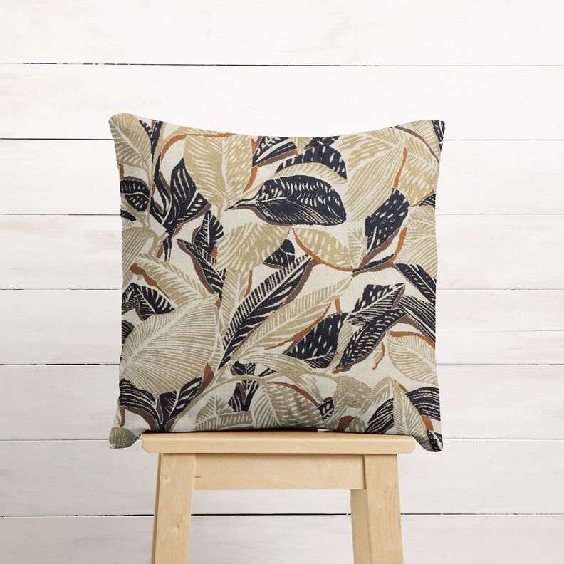 Tkanin dekoracyjna Half panama splecione liście – naturalny/jasny khaki, image number 8