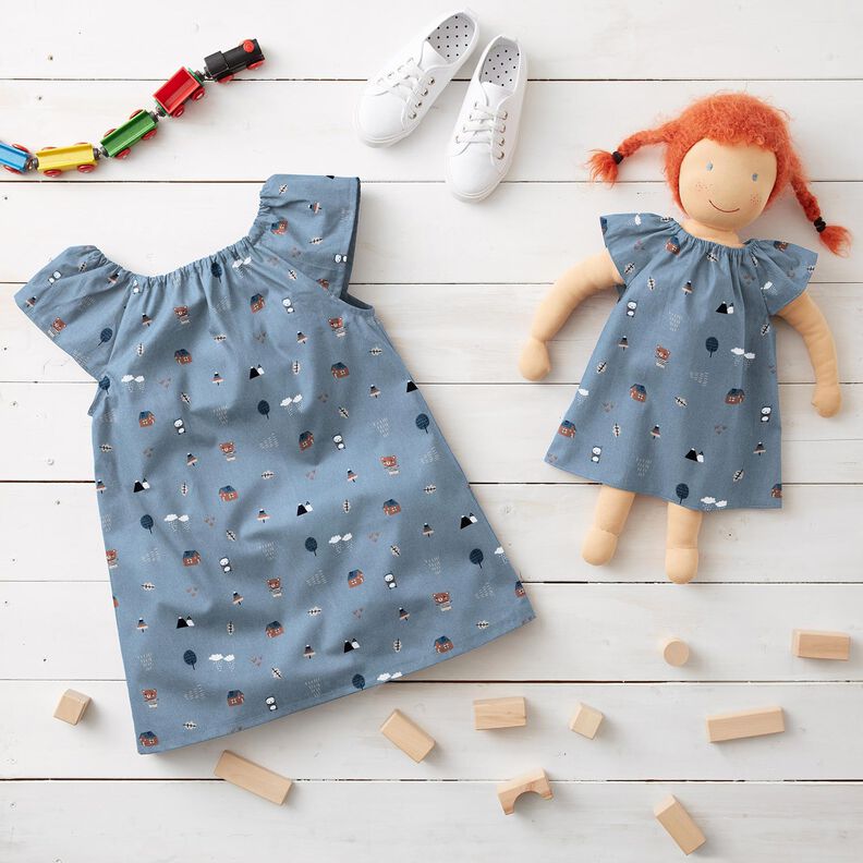 GOTS Popelina bawełniana niedźwiedź i sowa w drodze – jasnoniebieski jeans | Resztka 150cm,  image number 6