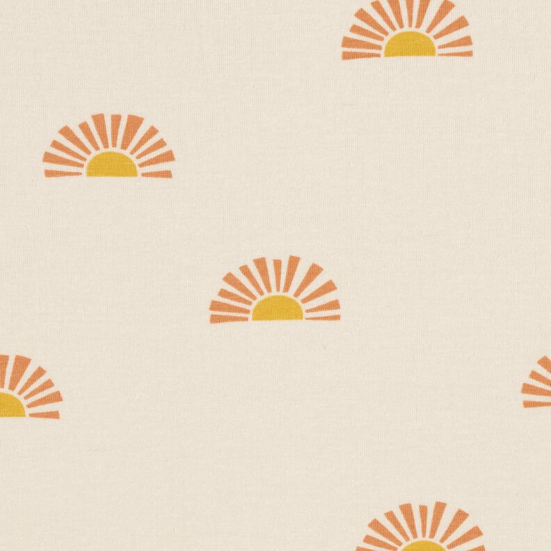 Dżersej bawełniany wschód słońca nadruk cyfrowy – krem,  image number 1