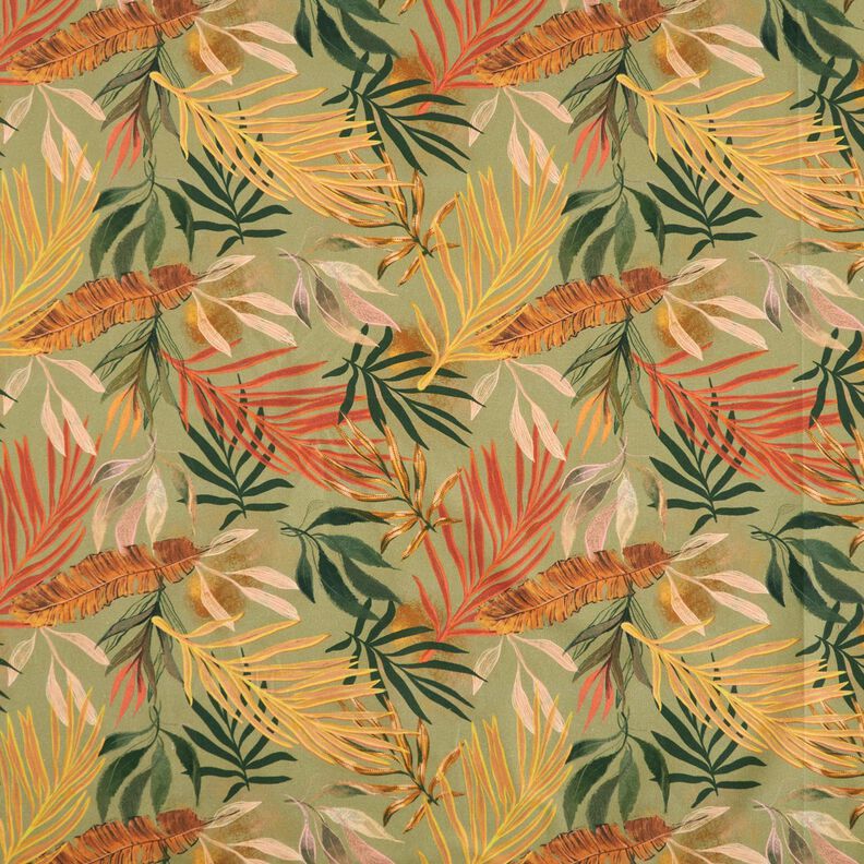 Tkanin dekoracyjna Half panama cyfrowe liście palmowe – jasny khaki,  image number 1