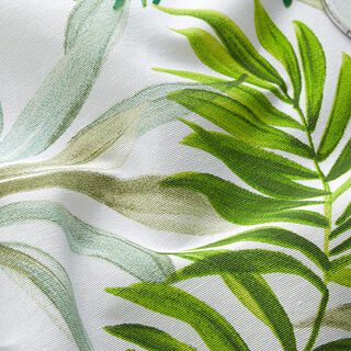 Tkanina dekoracyjna płótno egzotyczne liście – zieleń/biel, 