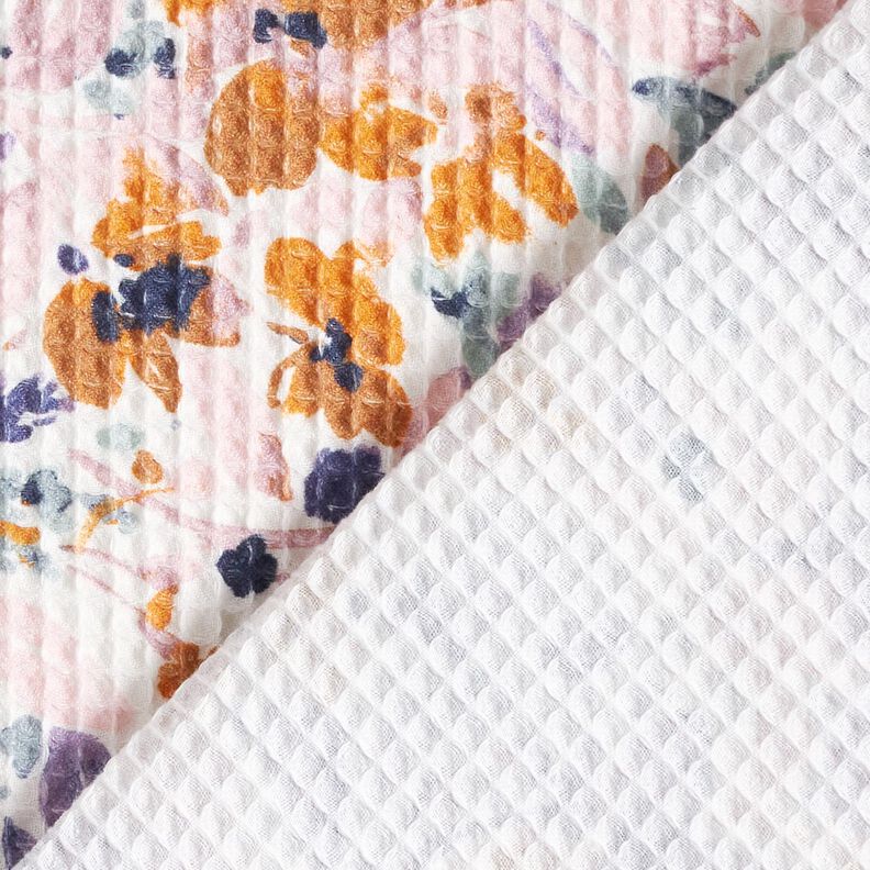 Pika waflowa Akwarelowe kwiaty | Poppy Fabrics – biel/lawendowy, image number 4