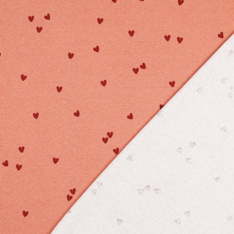 Dżersej prążkowany rozproszone serca | Poppy Fabrics – łosoś/ciemnoczerwony, image number 4