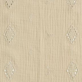 Muślin / Tkanina double crinkle Haft angielski romb – zawilec, 