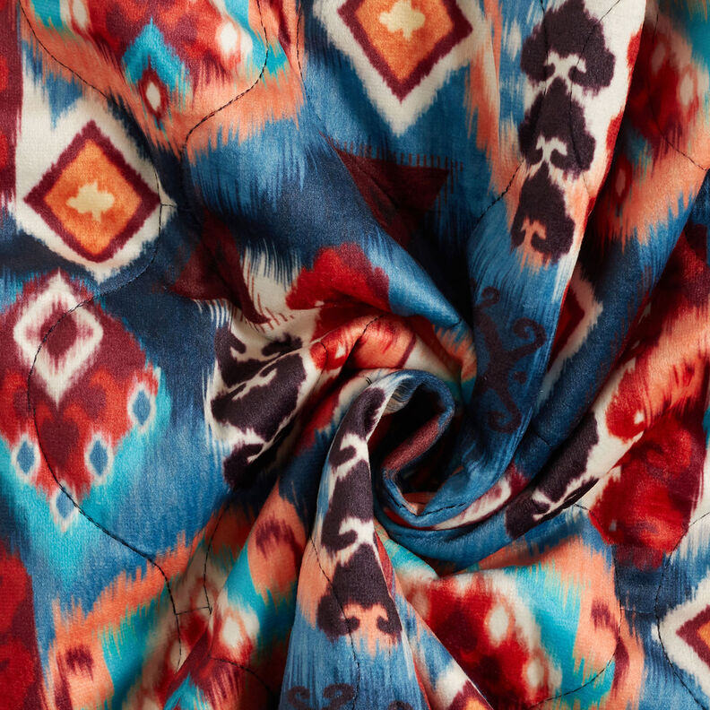 Welurowa tkanina pikowana, trójwarstwowa, wzór retro – mix kolorów,  image number 6