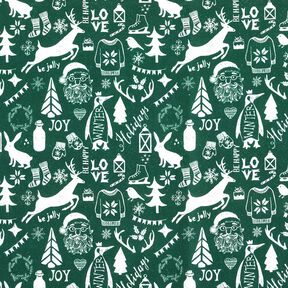 Tkanina bawełniana Kreton Wesołych Świąt – świerk srebrny/biel, 