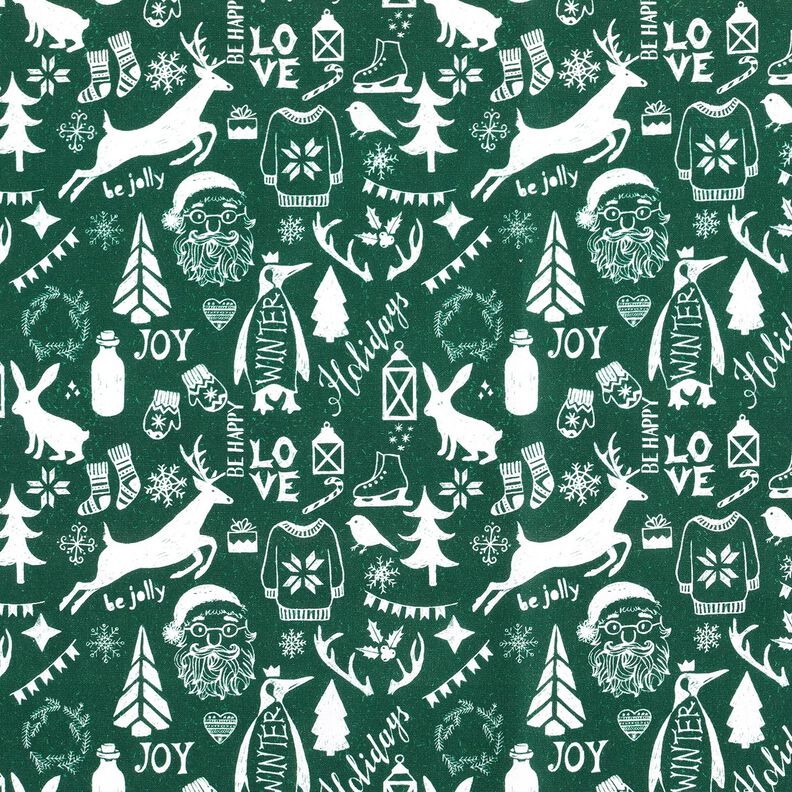 Tkanina bawełniana Kreton Wesołych Świąt – świerk srebrny/biel,  image number 1