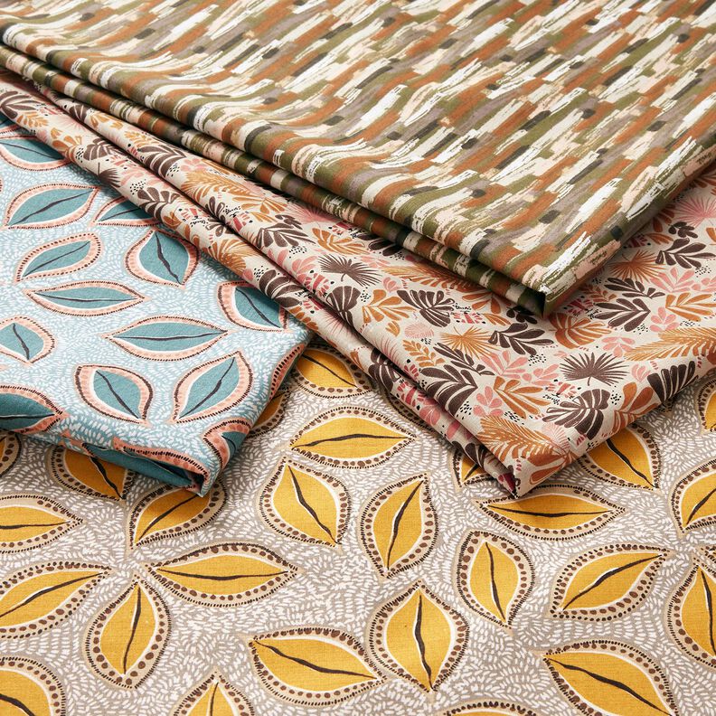 Tkanina bawełniana Kreton liście palmy – zawilec,  image number 5