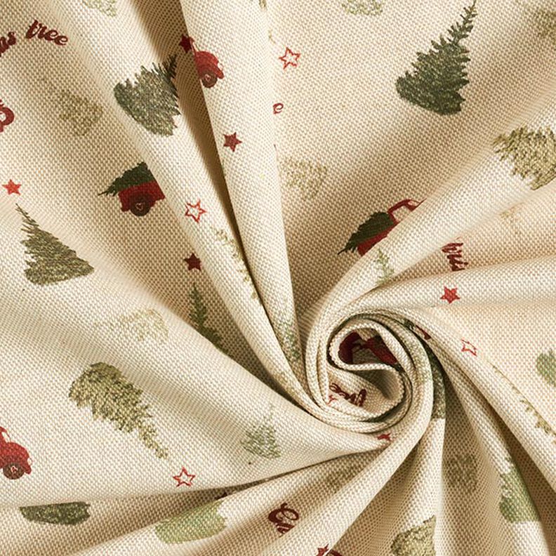 Tkanin dekoracyjna Half panama Christmas Tree – zawilec/jasny khaki,  image number 3