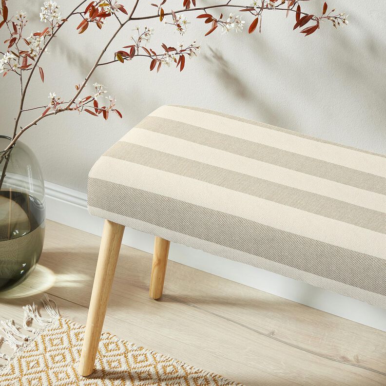 Tkanin dekoracyjna Panama szerokie paski &ndash; kreci/jasnobeżowy,  image number 5