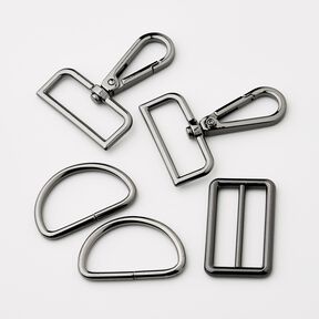 Akcesoria do torebek Zestaw [ 5-części | 38 mm] &ndash; antracyt, 