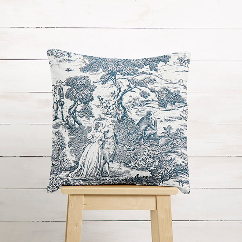 Tkanina dekoracyjna half panama Toile de Jour – granat/mleczna biel,  image number 8
