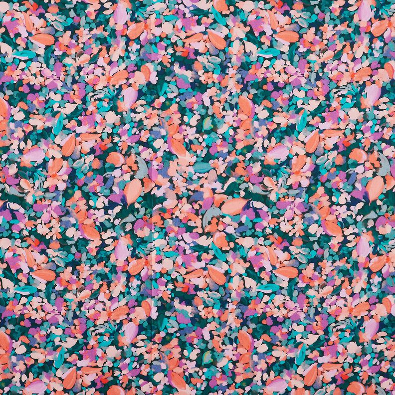 Satyna bawełniana z cyfrowym nadrukiem morza kwiatów – świerk srebrny/łosoś,  image number 1