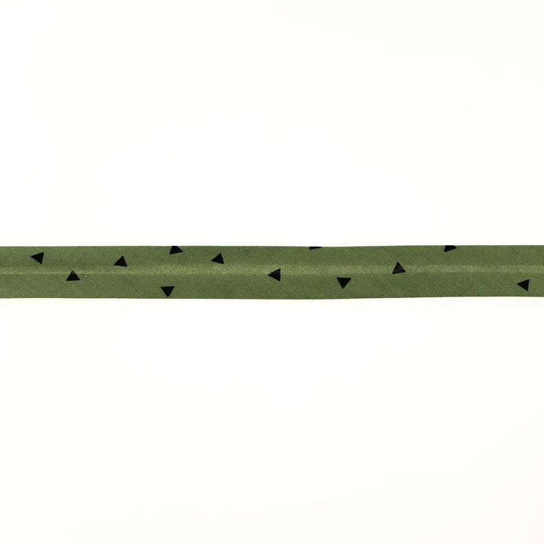 Taśma skośna Trójkąty [20 mm] – oliwka/czerń,  image number 1