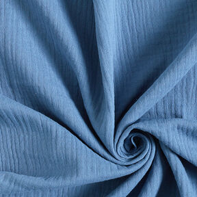 Muślin / Tkanina double crinkle – stalowoniebieski, 