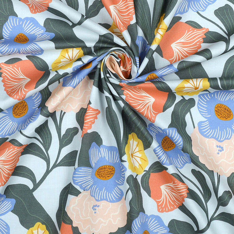 Woal bawełniany w bujne kwiaty | Nerida Hansen – błękit,  image number 4