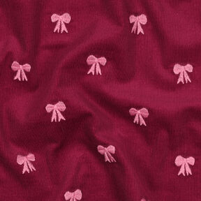 Sztruks cienki haftowane kokardy | Poppy Fabrics – czerwień karminowa, 