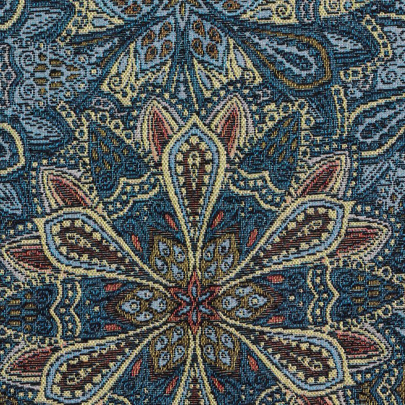 Tkanin dekoracyjna Gobelin mandala z kwiatów – czerń/błękit,  image number 6