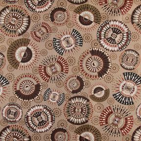 Tkanin dekoracyjna Żakard elegancka mandala – ciemny szarobrązowy/burgund, 