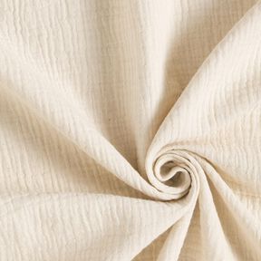 Muślin / Tkanina double crinkle Mieszanka lnu Uni  – naturalny, 