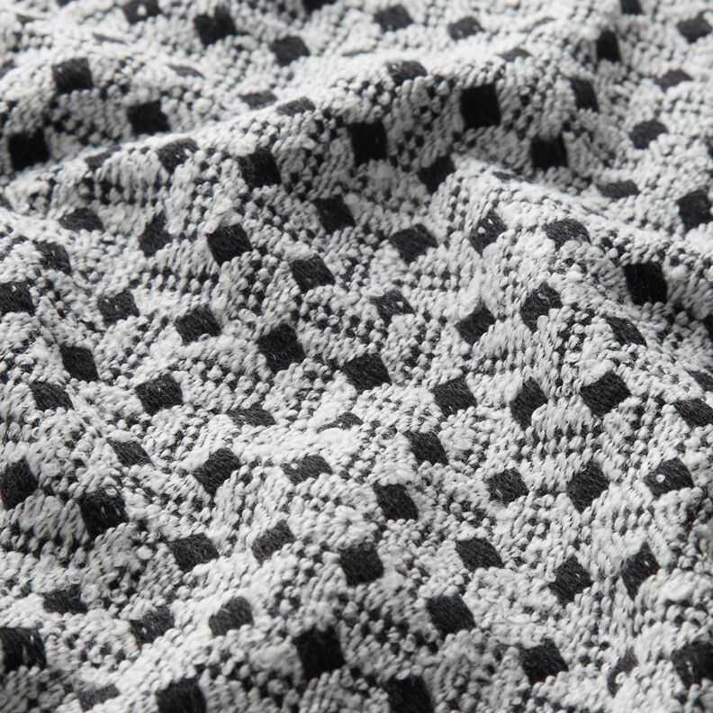Materiał na płaszcze w kwadraciki – biel/czerń, image number 2