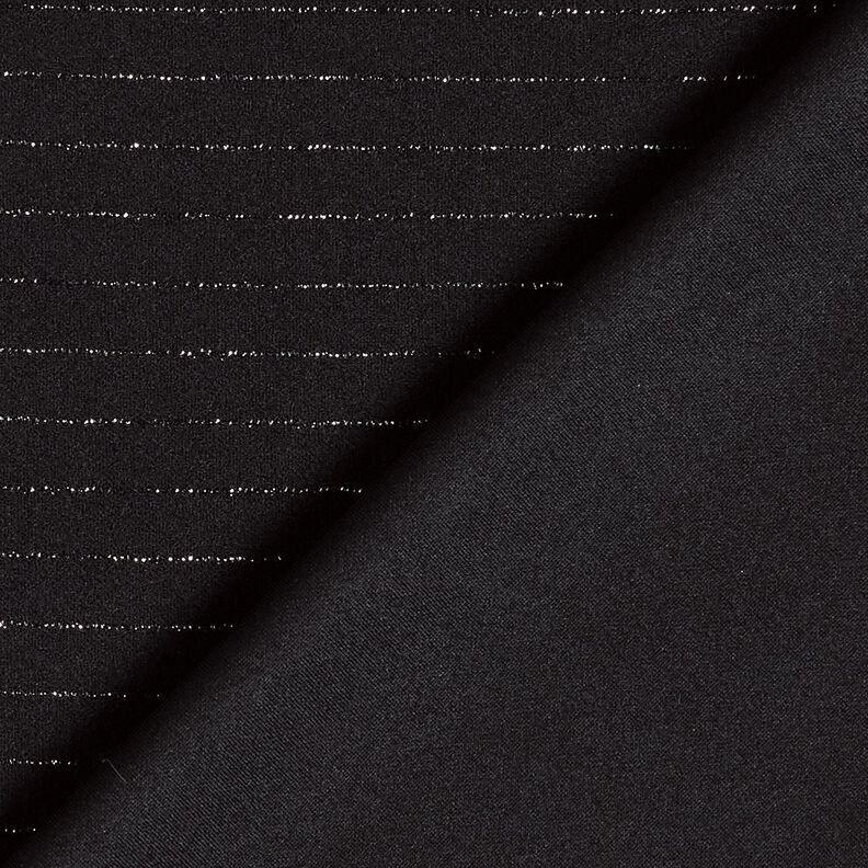Tkanina spodniowa strecz w brokatowe prążki – czerń/srebrny metaliczny, image number 4