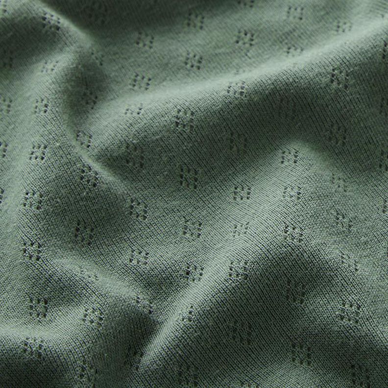 Dżersej o drobnym ściegu z ażurowym wzorem – ciemna zieleń,  image number 2