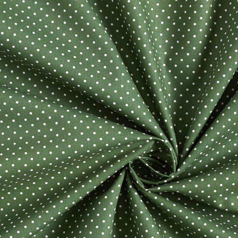 Popelina bawełniana Małe kropki – ciemna zieleń/biel,  image number 5