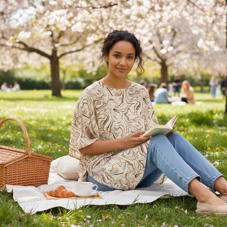 Mieszanka lnu marmur &ndash; migdałowy/mokka,  image number 5