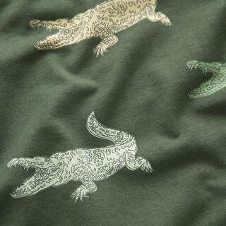 Dżersej bawełniany krokodyle – ciemna pinia, 