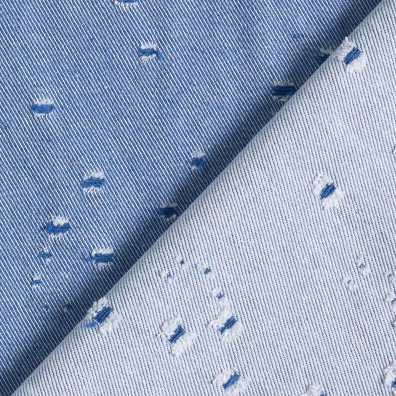 Denim z mieszanki bawełny z efektem znoszenia – błękit królewski,  image number 3