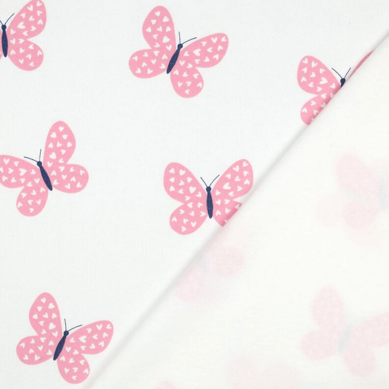 Dzianina dresowa drapana duże motyle | Poppy Fabrics – kość słoniowa/róż,  image number 4