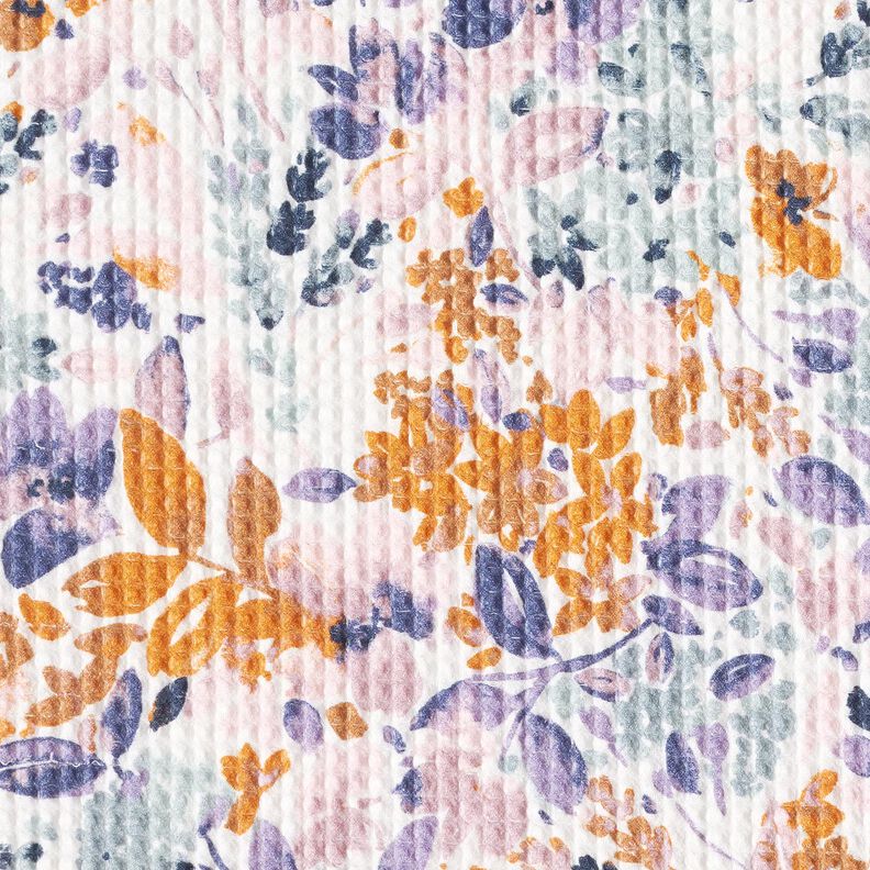 Pika waflowa Akwarelowe kwiaty | Poppy Fabrics – biel/lawendowy, image number 5