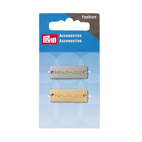 Przypinki „handmade” [ 3 x 1 cm ] | Prym – srebro metaliczny/złoto, 
