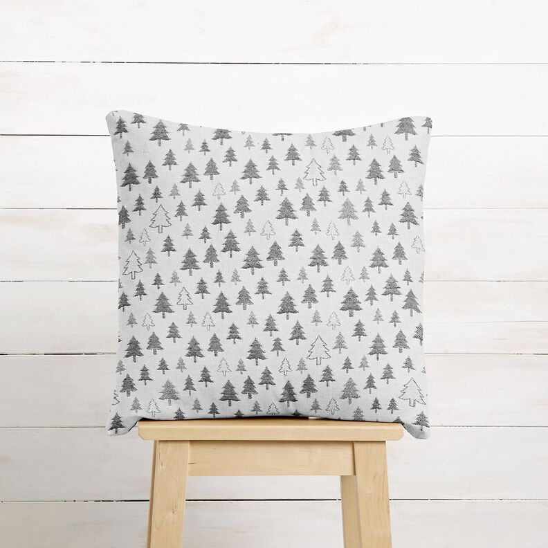 Tkanin dekoracyjna Żakard błyszczące jodły – antracyt/srebro,  image number 6