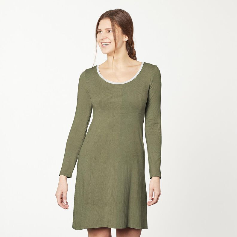 Dżersej prążkowany drobne prążki 2-1-1-1 – jasny khaki,  image number 7