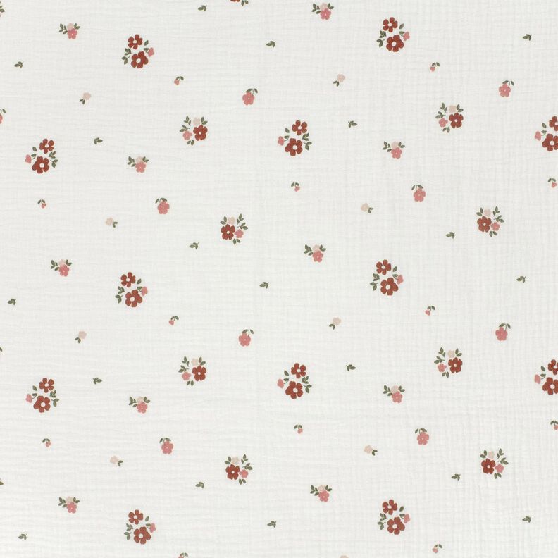 Muślin / Tkanina double crinkle kwiaty – biel, image number 1