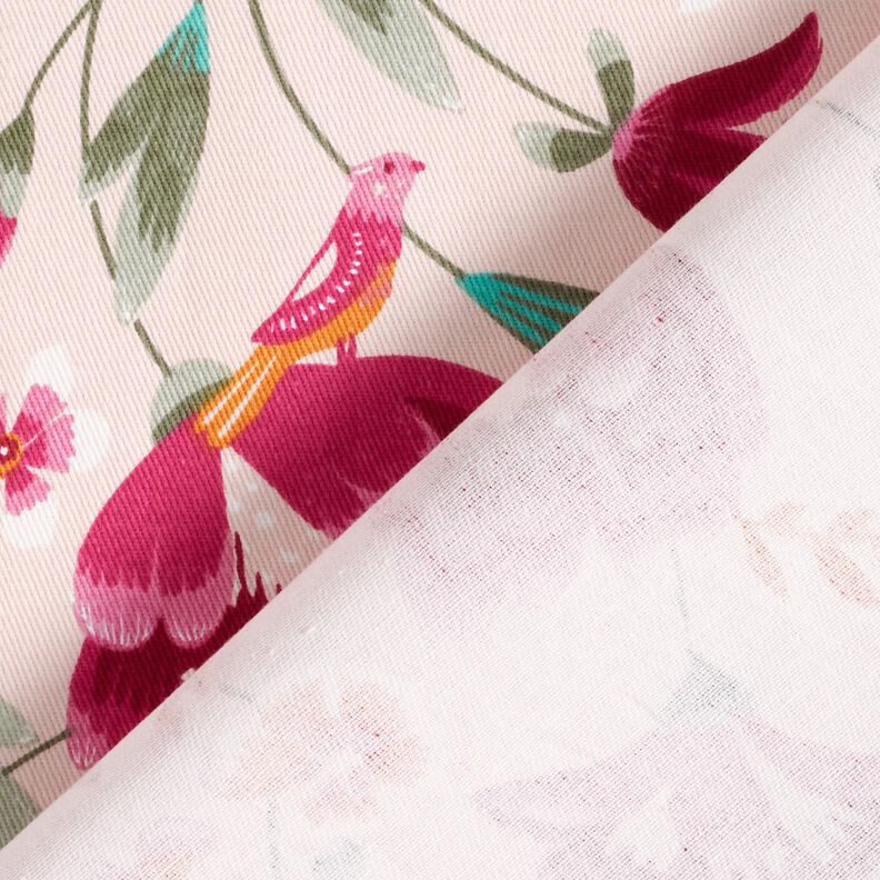 Tkanin dekoracyjna Diagonal bawełniany wiosenne kwiaty – różowy/malinowy,  image number 4