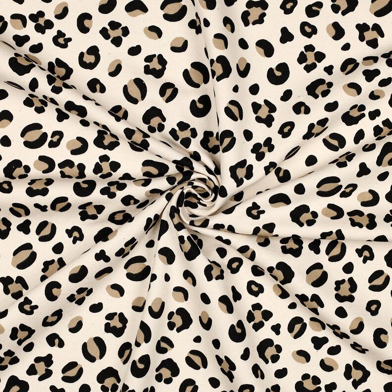 Dzianina dresowa drapana panterka | Poppy Fabrics – krem/zawilec,  image number 3