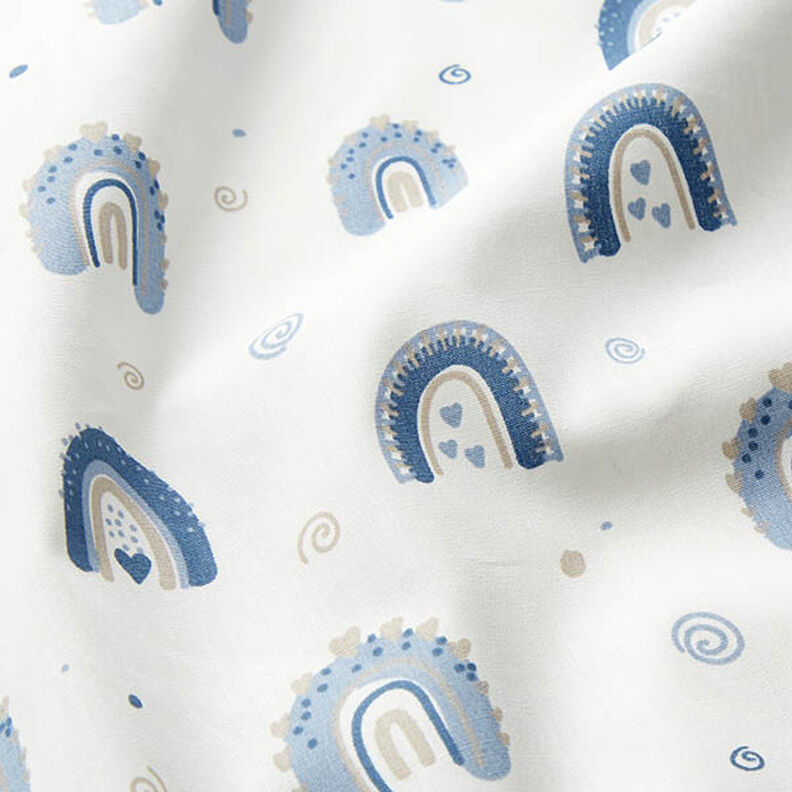 Tkanina bawełniana Popelina śliczne tęcze – błękit/biel,  image number 2